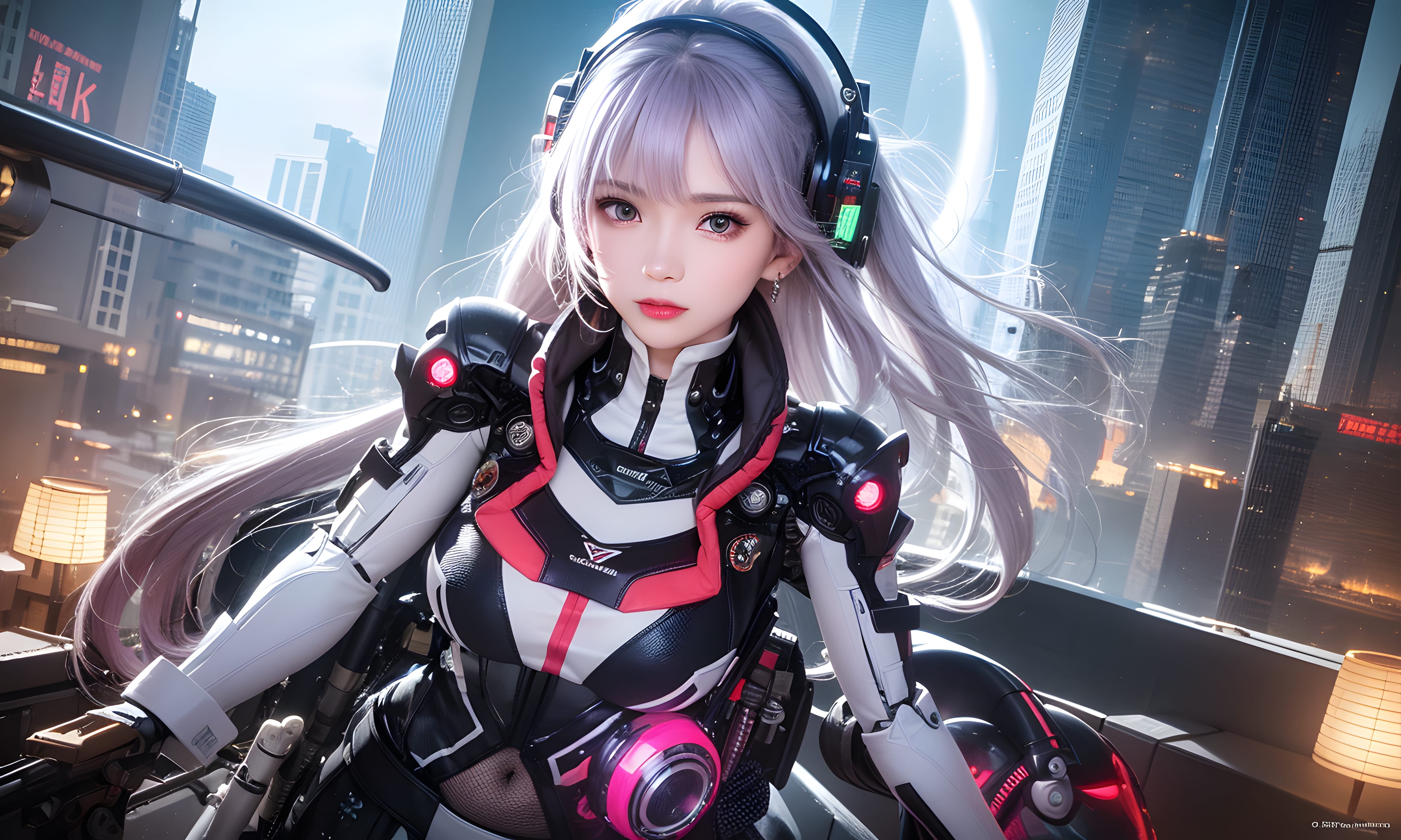 Mecha Girl 4k167p AI Mecha Girl Painting Wallpaper High quality Cyberpunk women (161)