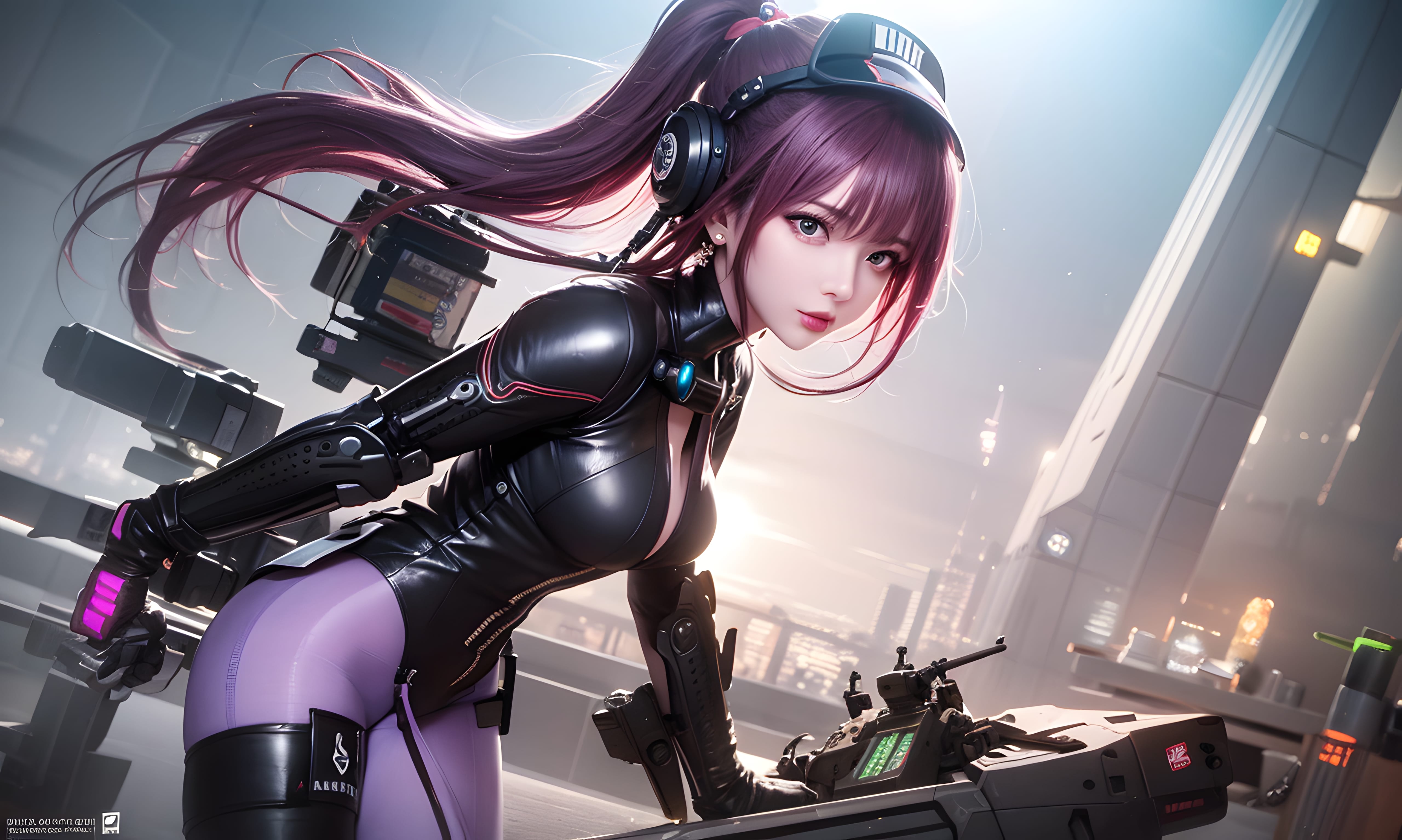 Mecha Girl 4k167p AI Mecha Girl Painting Wallpaper High quality Cyberpunk women (160)