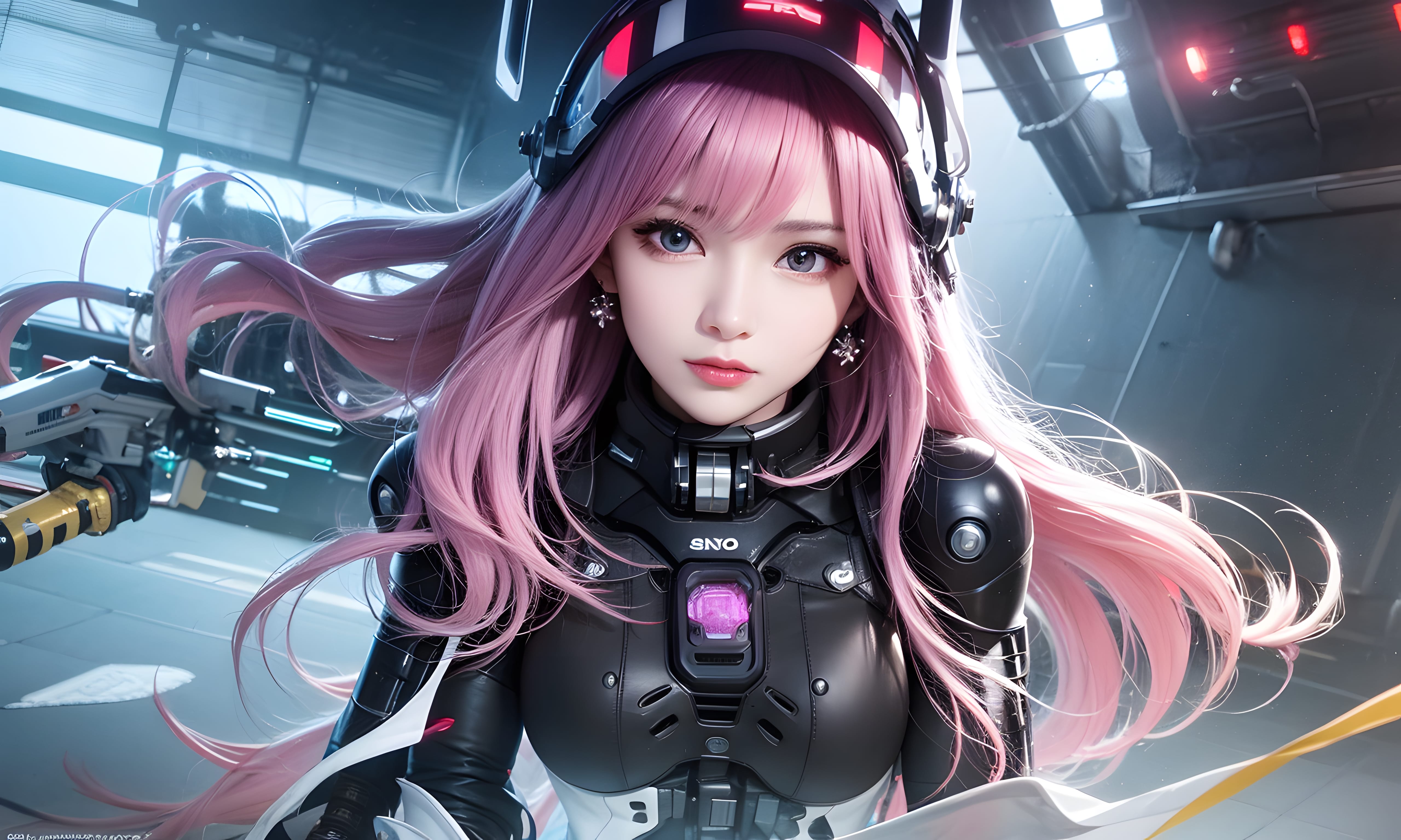 Mecha Girl 4k167p AI Mecha Girl Painting Wallpaper High quality Cyberpunk women (158)