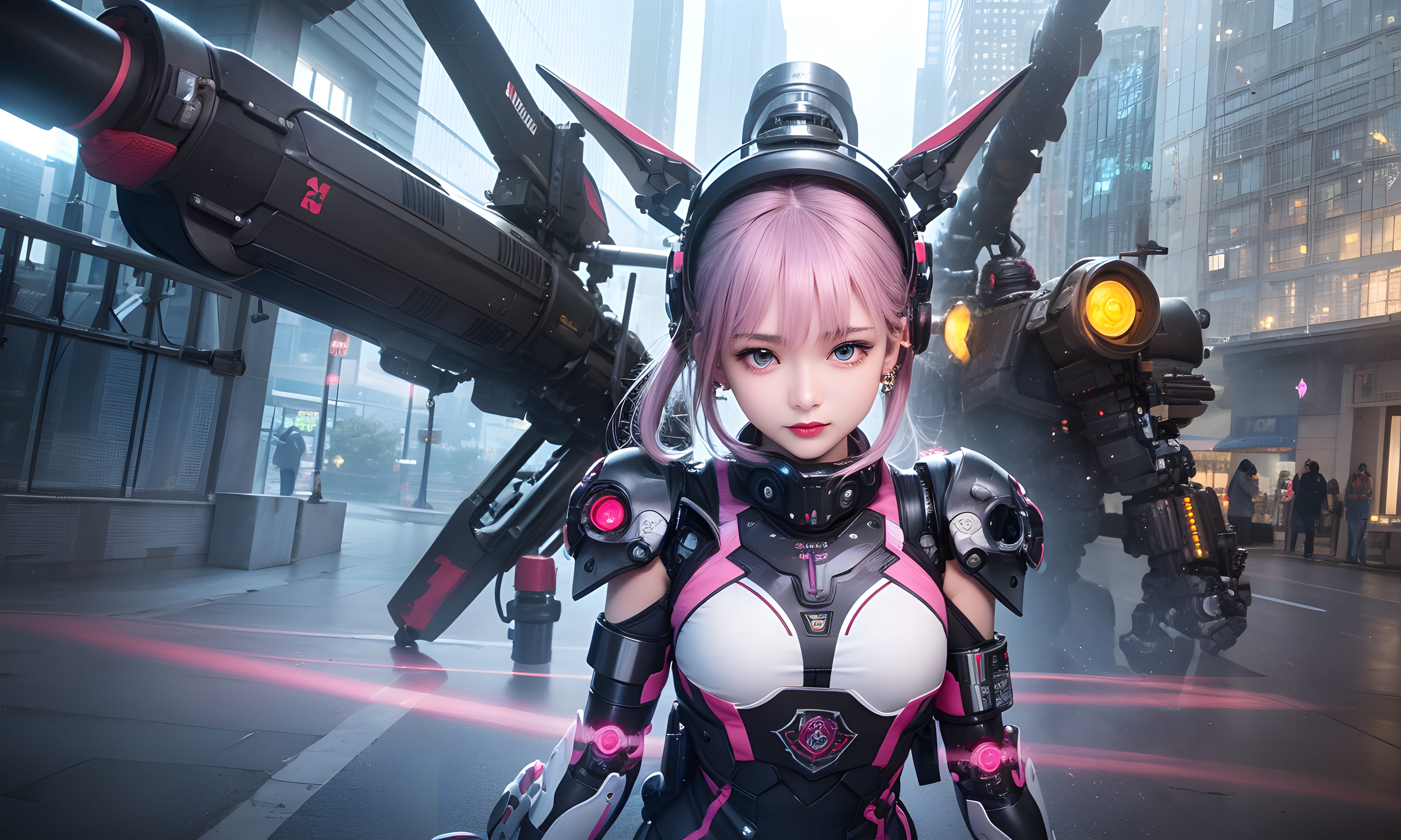 Mecha Girl 4k167p AI Mecha Girl Painting Wallpaper High quality Cyberpunk women (159)