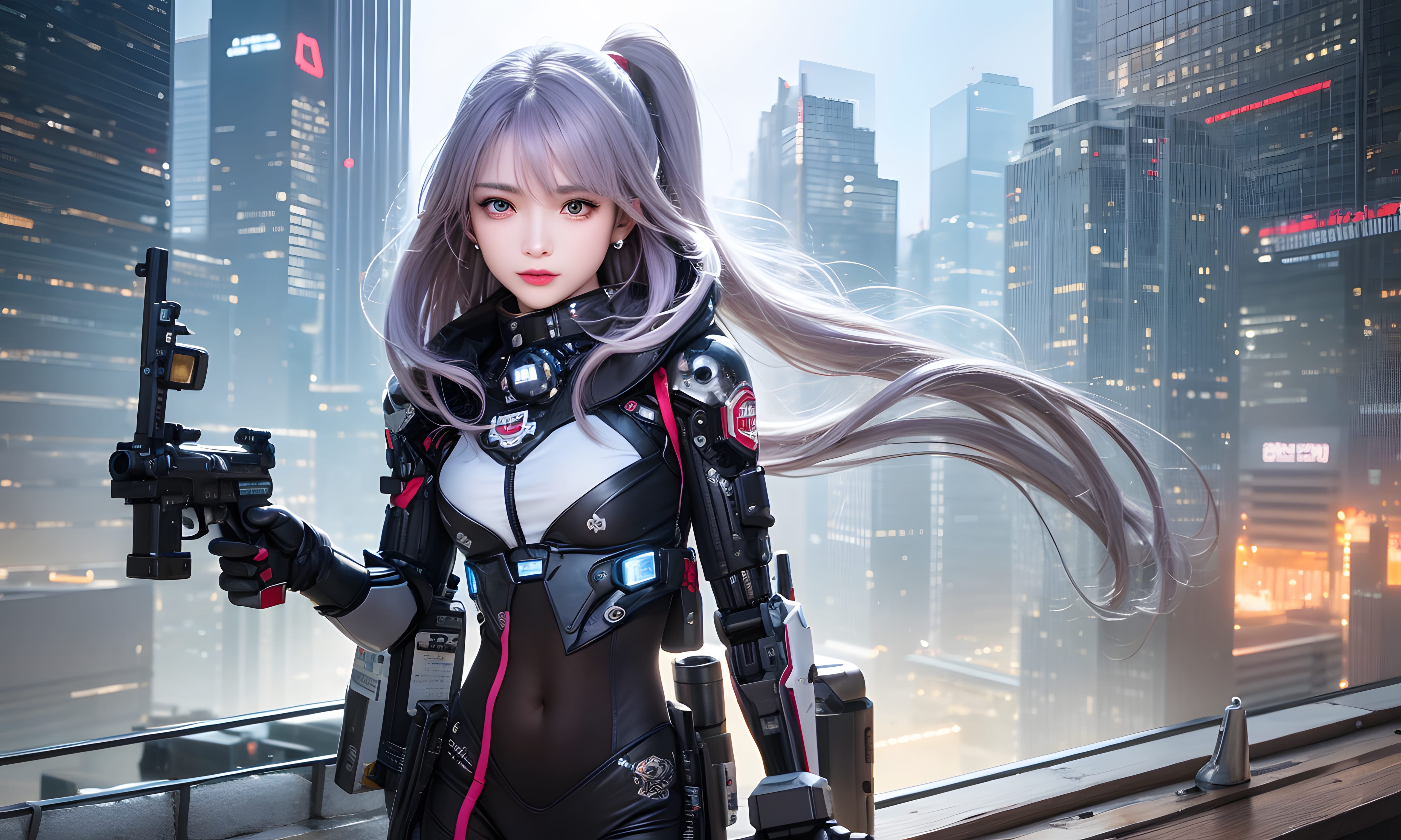 Mecha Girl 4k167p AI Mecha Girl Painting Wallpaper High quality Cyberpunk women (162)