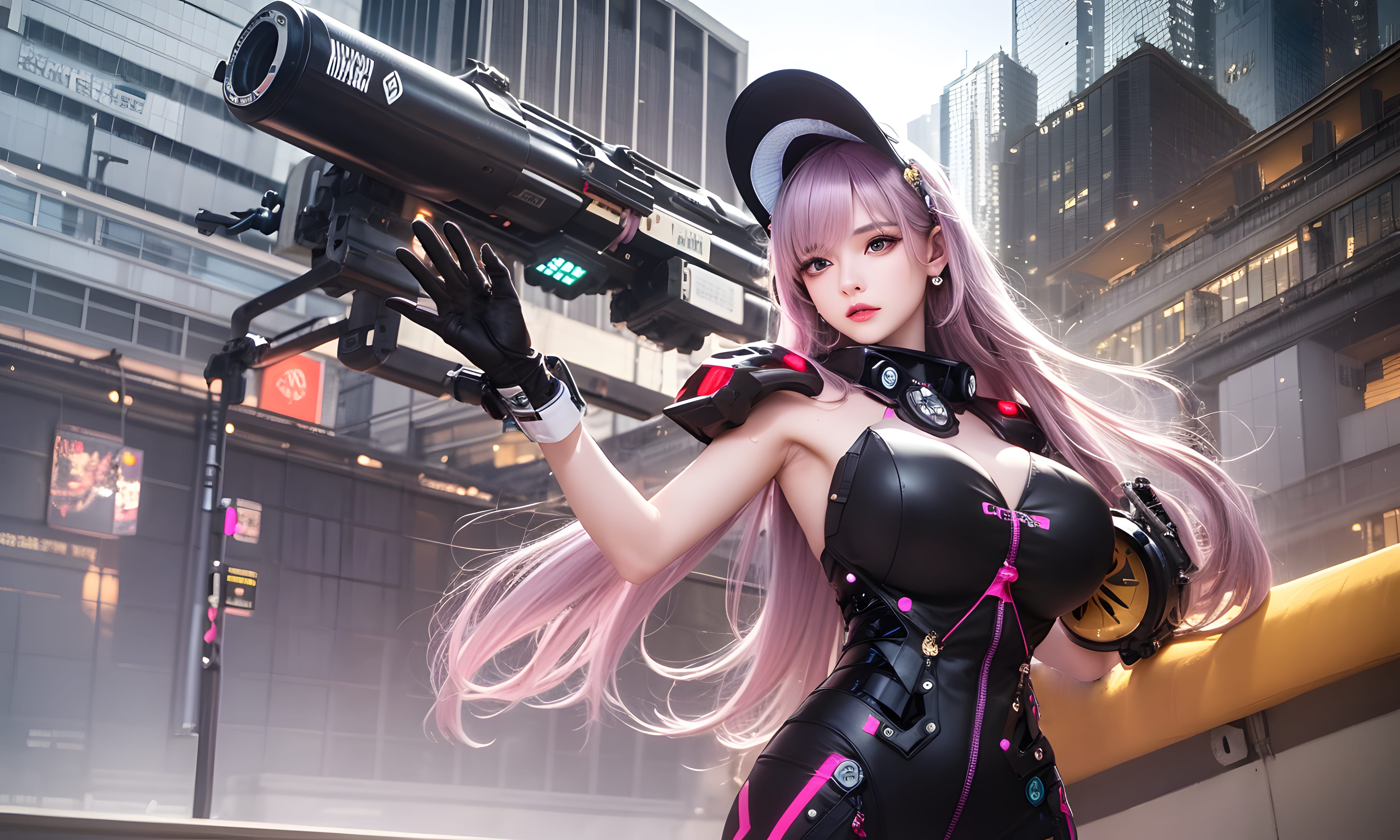 Mecha Girl 4k167p AI Mecha Girl Painting Wallpaper High quality Cyberpunk women (156)