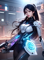 Mecha Girl 4k167p AI Mecha Girl Painting Wallpaper High quality Cyberpunk women (165)